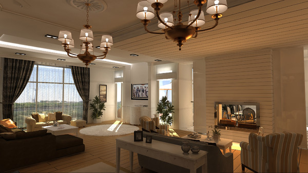 3d saloon fireplace sofas model - Salon with Fireplace by solarseas